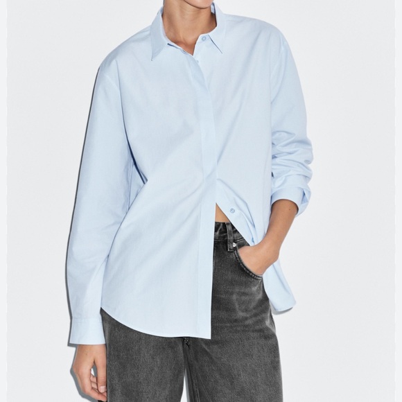 Massimo Dutti Tops - Massimo Dutti Pale Blue Cotton Dress Shirt - Size 38 - BNWT